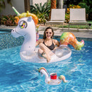 Boia Inflável Unicornio Gigante com Glitter + Porta-Copo Inflável – PoolCandy